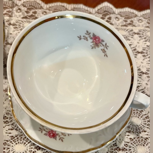 3 Sets of Wawel Pink Tea Rose Tea Cups and Saucers Made in Poland - Picture 5 of 12